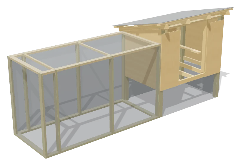 3D framing model of a coop, drawn by Build to Size
