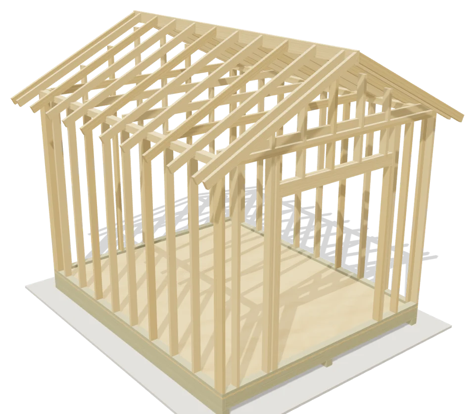 3D framing model of a shed drawn by Build to Size