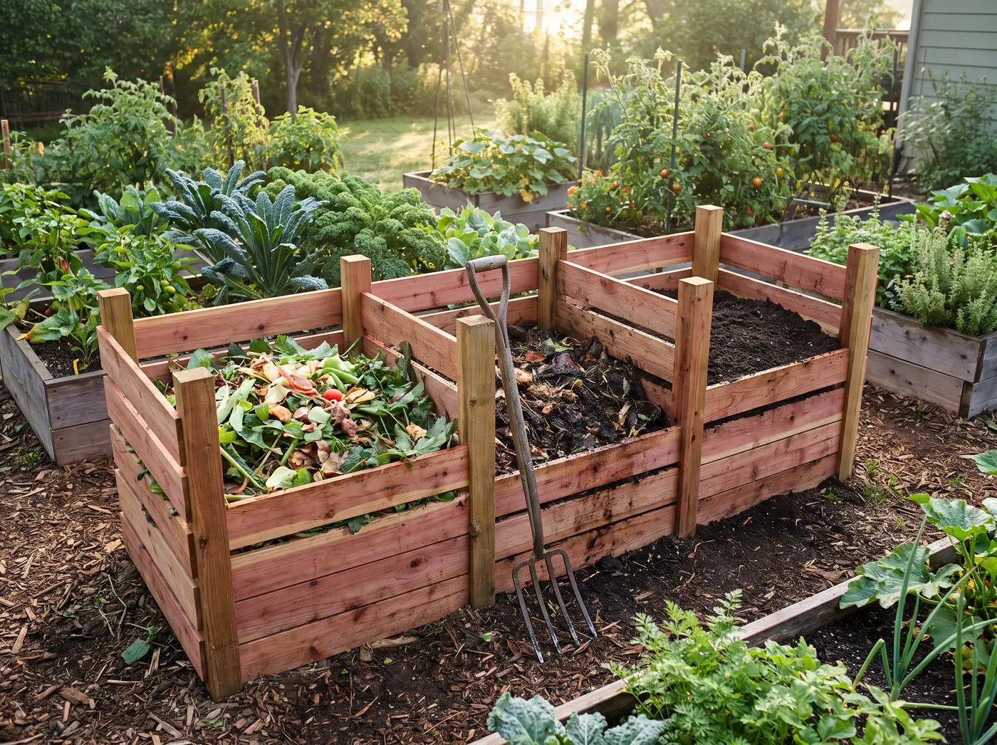 A finished compost bin built from a Build to Size plan