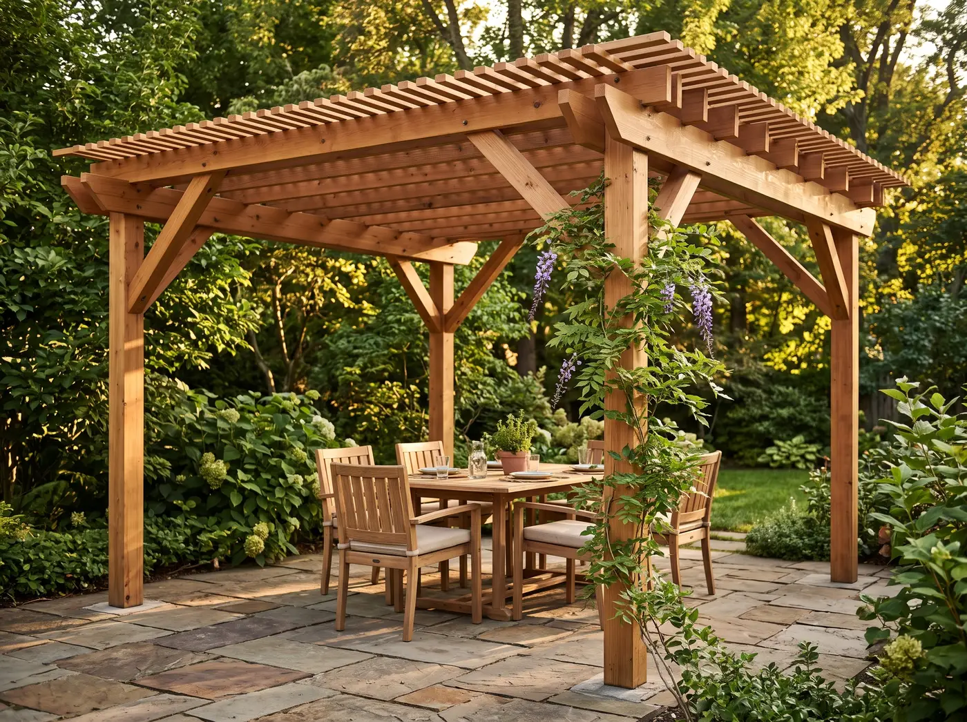 A finished pergola built from a Build to Size plan
