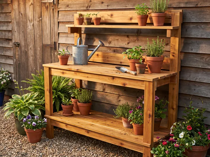 A finished potting bench